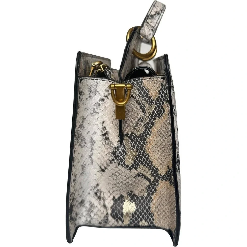 Steve Madden Snakeskin Crossbody Bag with Coin Purse Gray Black Gold Hardware